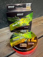 12 Strand Braided Fishing LIne 60lb Ultra Thin- 300M